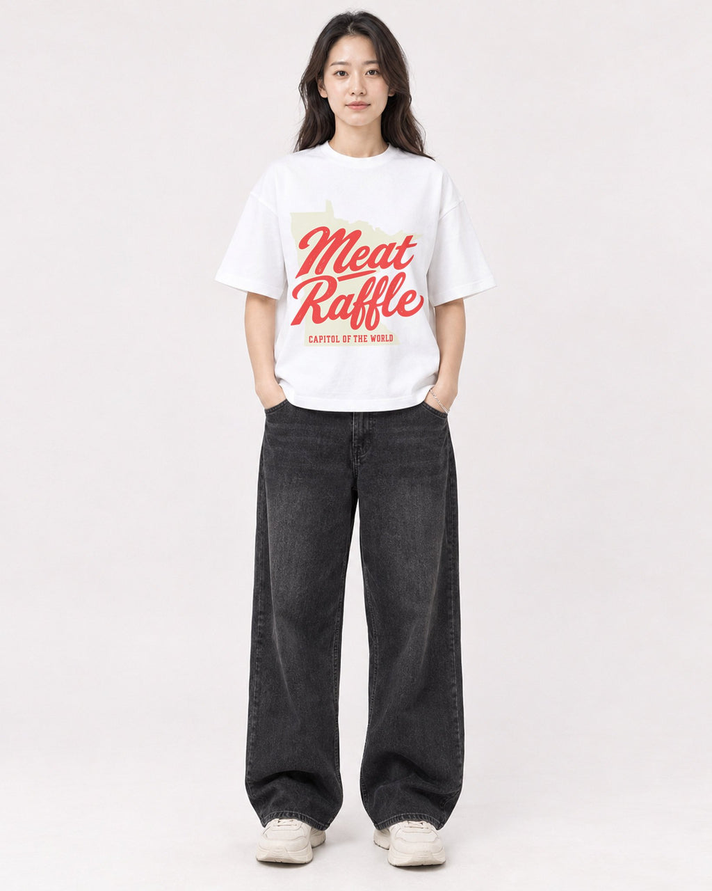 Mockup Boxy Heavyweight Tee White female full-body 03