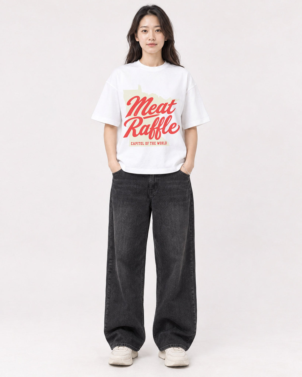 Mockup Boxy Heavyweight Tee White female full-body 03