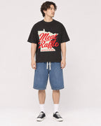 Mockup Boxy Heavyweight Tee Black male full-body 03