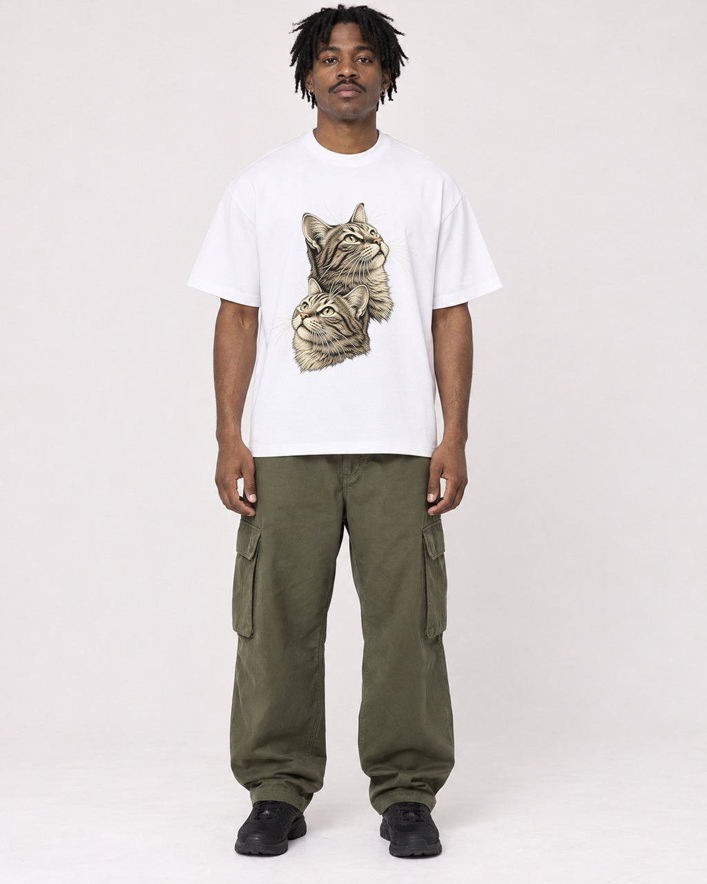 Mockup Boxy Heavyweight Tee White male full-body 04