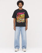 Mockup Boxy Heavyweight Tee Black male full-body 45