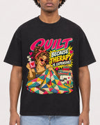 Mockup Boxy Heavyweight Tee Black male close-up 45