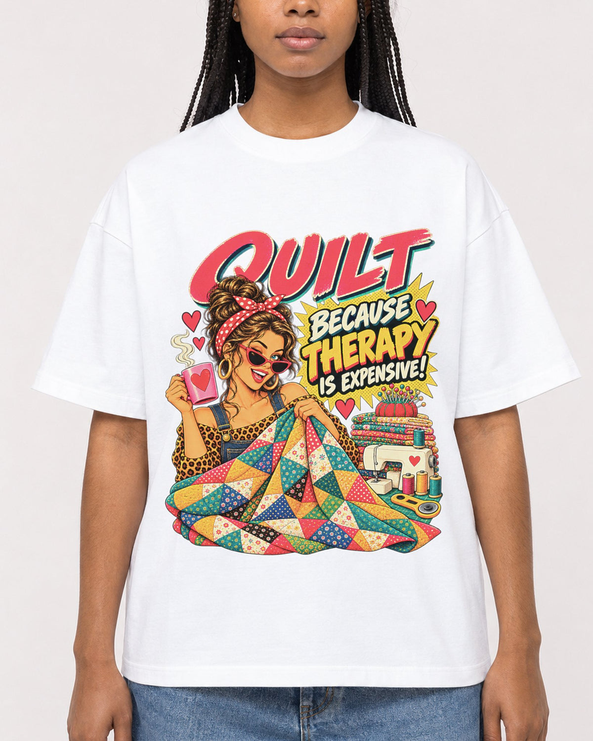 Mockup Boxy Heavyweight Tee White female close-up 45