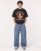 Mockup Boxy Heavyweight Tee Black male full-body 26