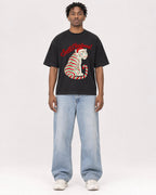 Mockup Boxy Heavyweight Tee Black male full-body 05