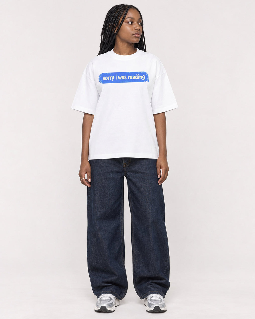 Mockup Boxy Heavyweight Tee White female full-body 04