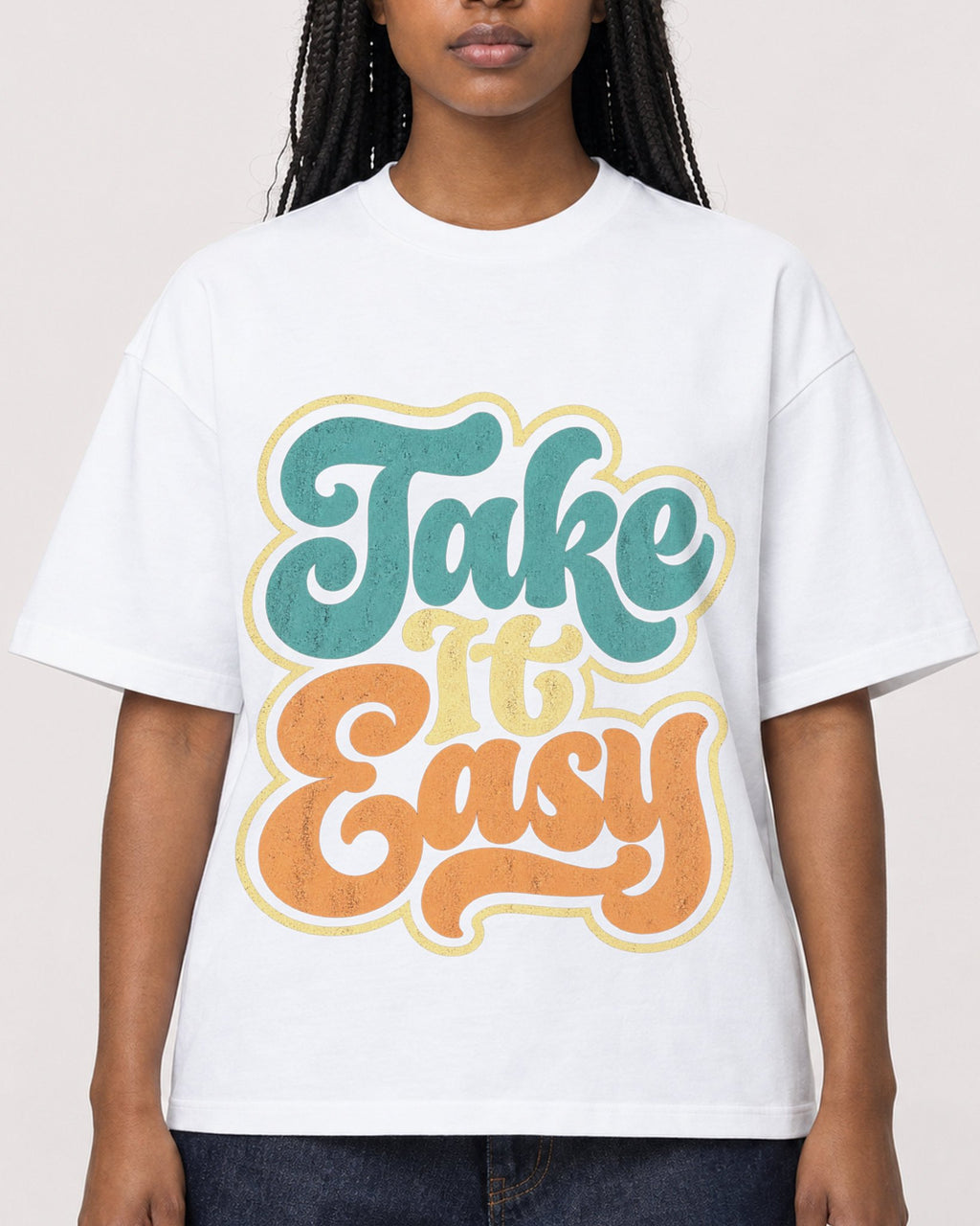 Mockup Boxy Heavyweight Tee White female close-up 04