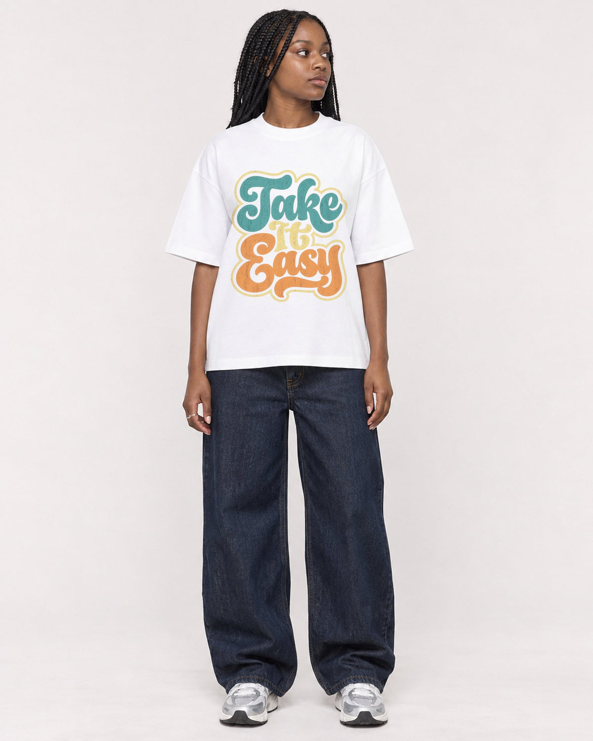Mockup Boxy Heavyweight Tee White female full-body 04
