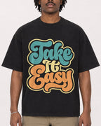 Mockup Boxy Heavyweight Tee Black male close-up 04