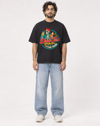 Mockup Boxy Heavyweight Tee Black male full-body 17