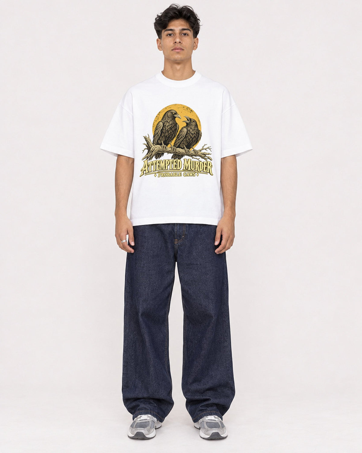 Mockup Boxy Heavyweight Tee White male full-body 16