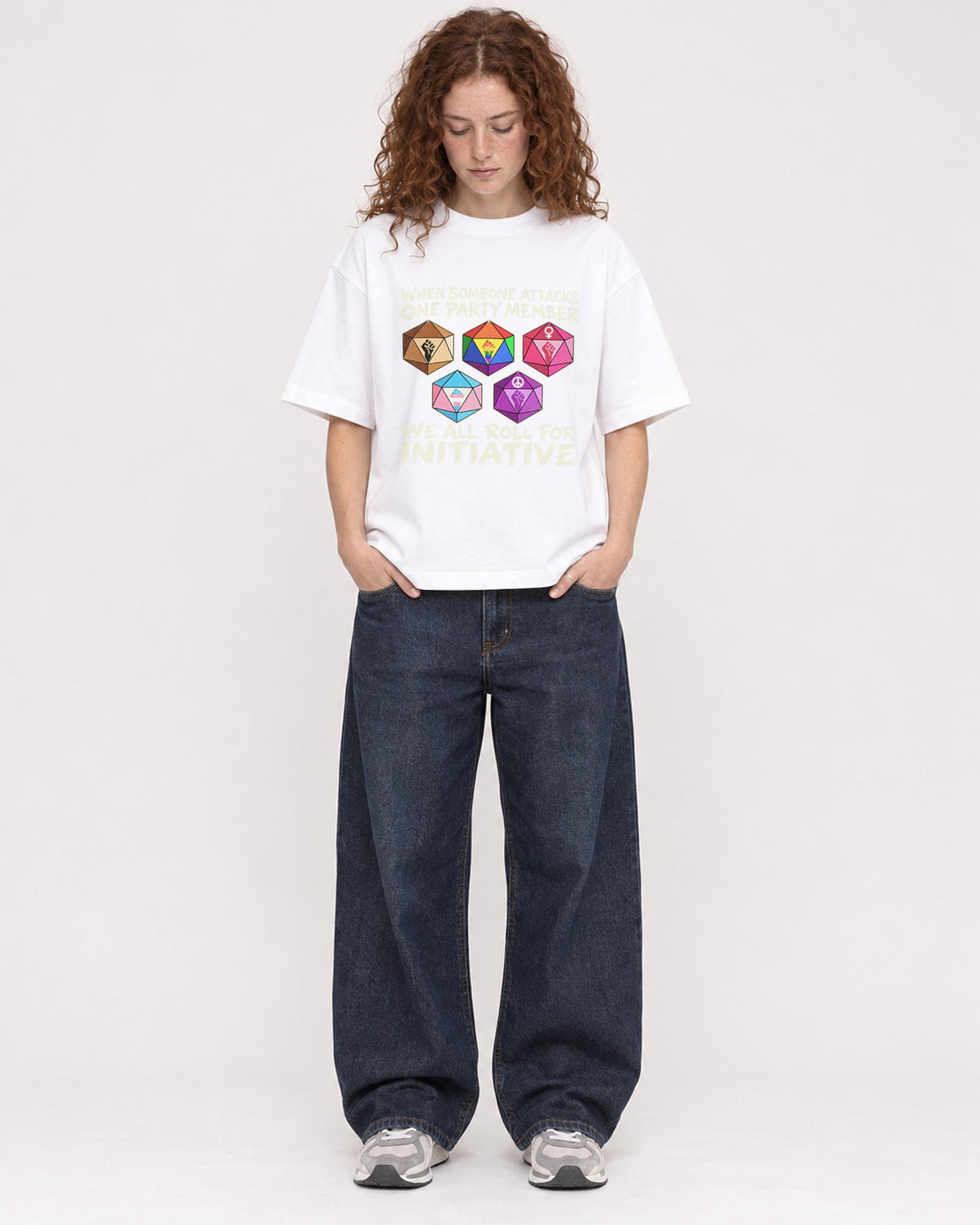 Mockup Boxy Heavyweight Tee White female full-body 09