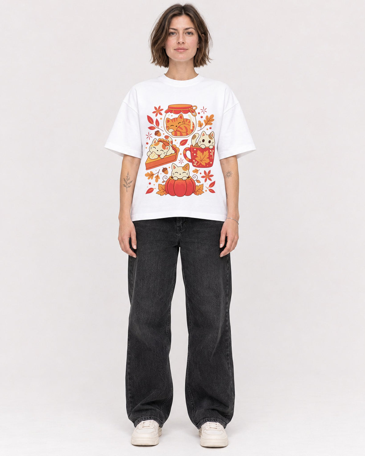 Mockup Boxy Heavyweight Tee White female full-body 18