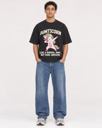 Mockup Boxy Heavyweight Tee Black male full-body 10