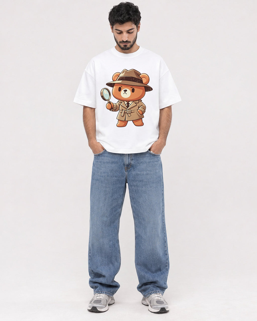 Mockup Boxy Heavyweight Tee White male full-body 07