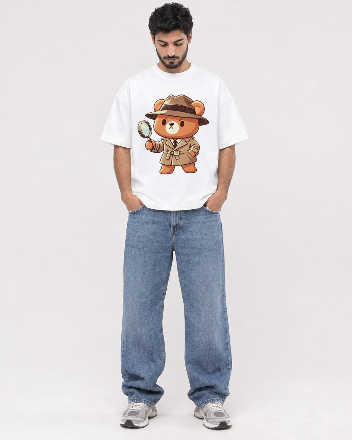 Mockup Boxy Heavyweight Tee White male full-body 07