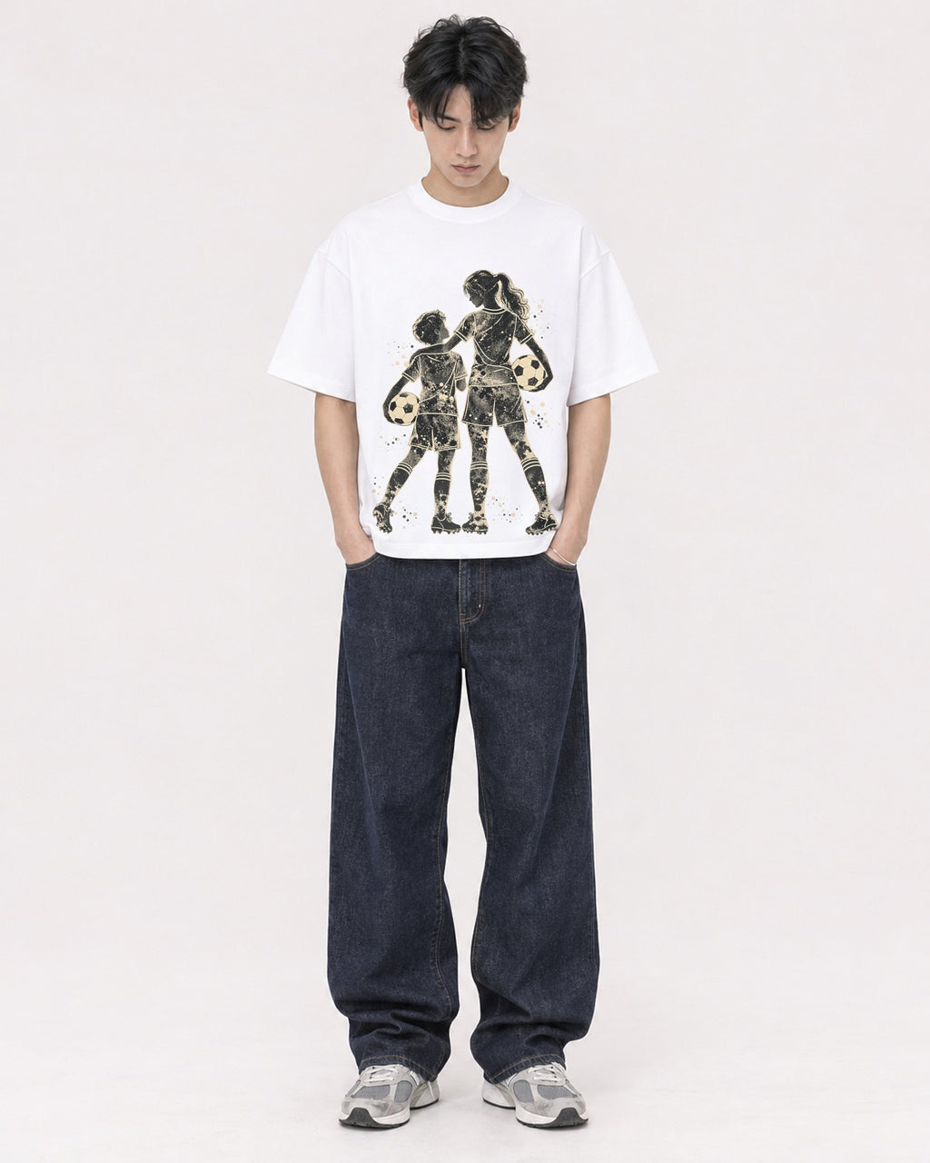 Mockup Boxy Heavyweight Tee White male full-body 31