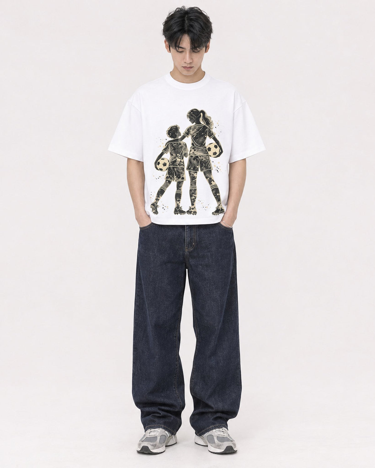 Mockup Boxy Heavyweight Tee White male full-body 31