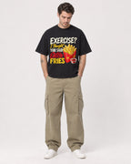 Mockup Boxy Heavyweight Tee Black male full-body 48