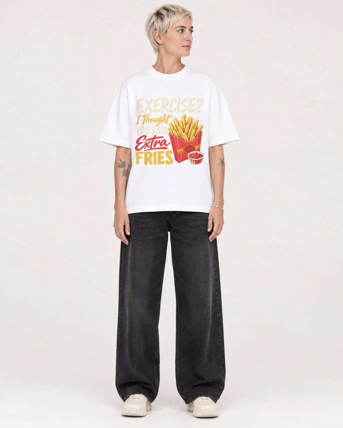 Mockup Boxy Heavyweight Tee White female full-body 48