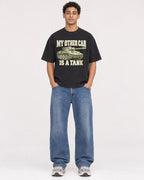Mockup Boxy Heavyweight Tee Black male full-body 10
