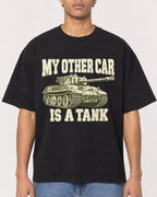 Mockup Boxy Heavyweight Tee Black male close-up 10