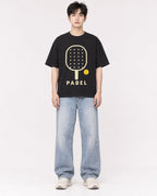 Mockup Boxy Heavyweight Tee Black male full-body 01