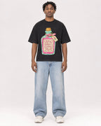 Mockup Boxy Heavyweight Tee Black male full-body 05