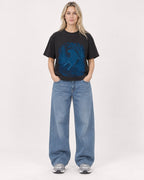 Mockup Boxy Heavyweight Tee Black female full-body 08