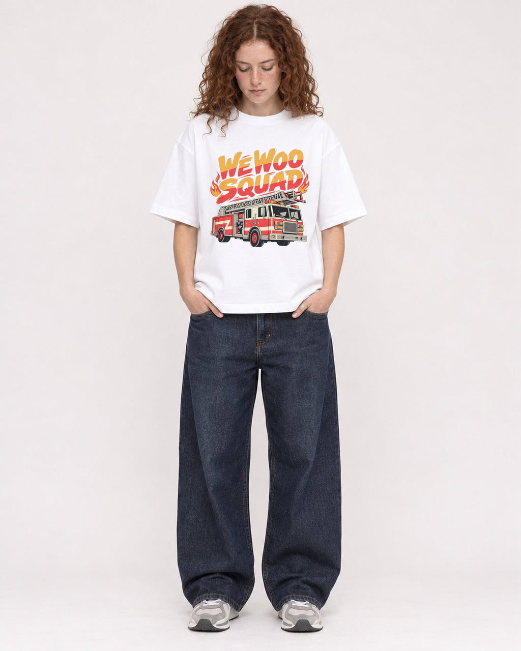 Mockup Boxy Heavyweight Tee White female full-body 09