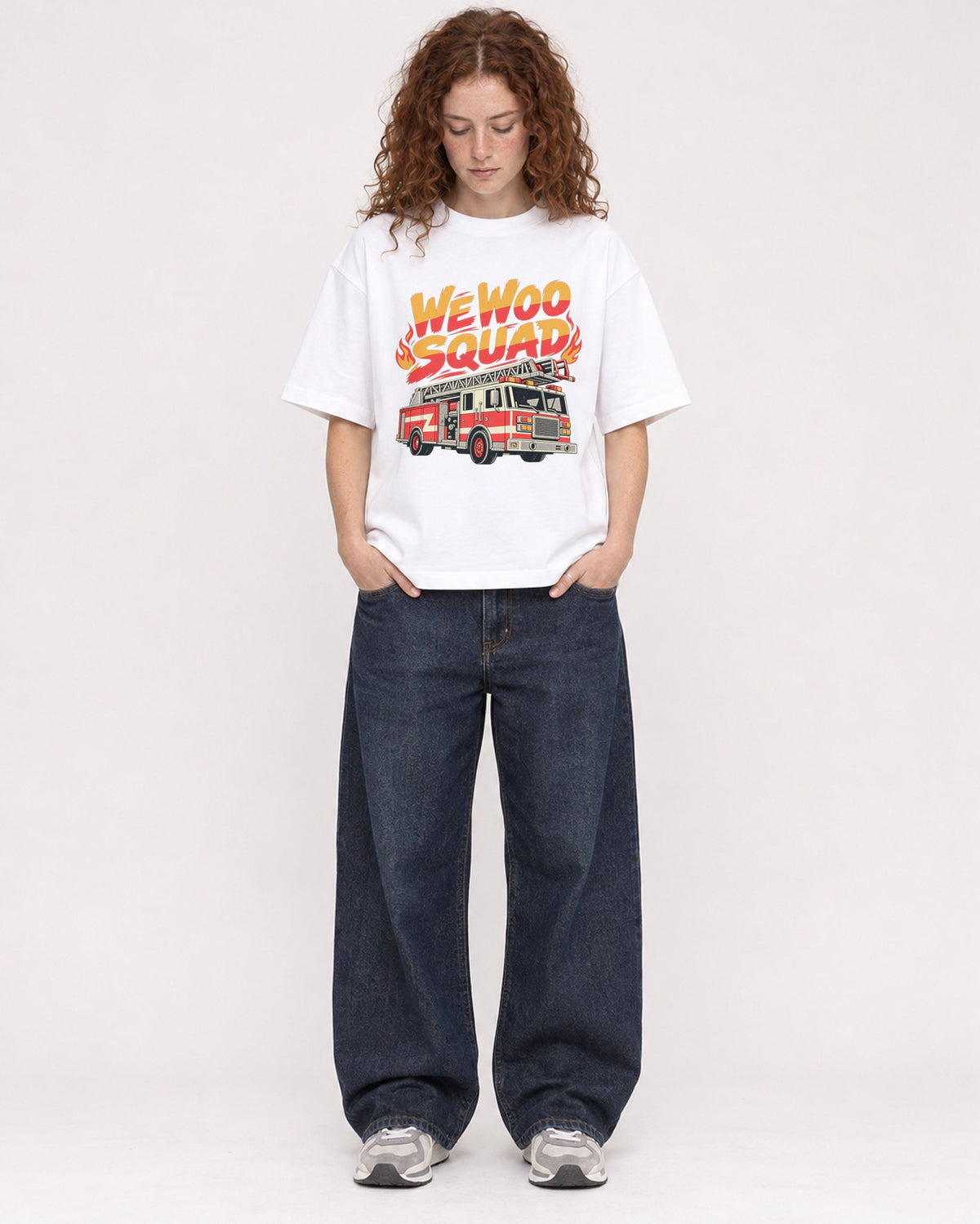 Mockup Boxy Heavyweight Tee White female full-body 09