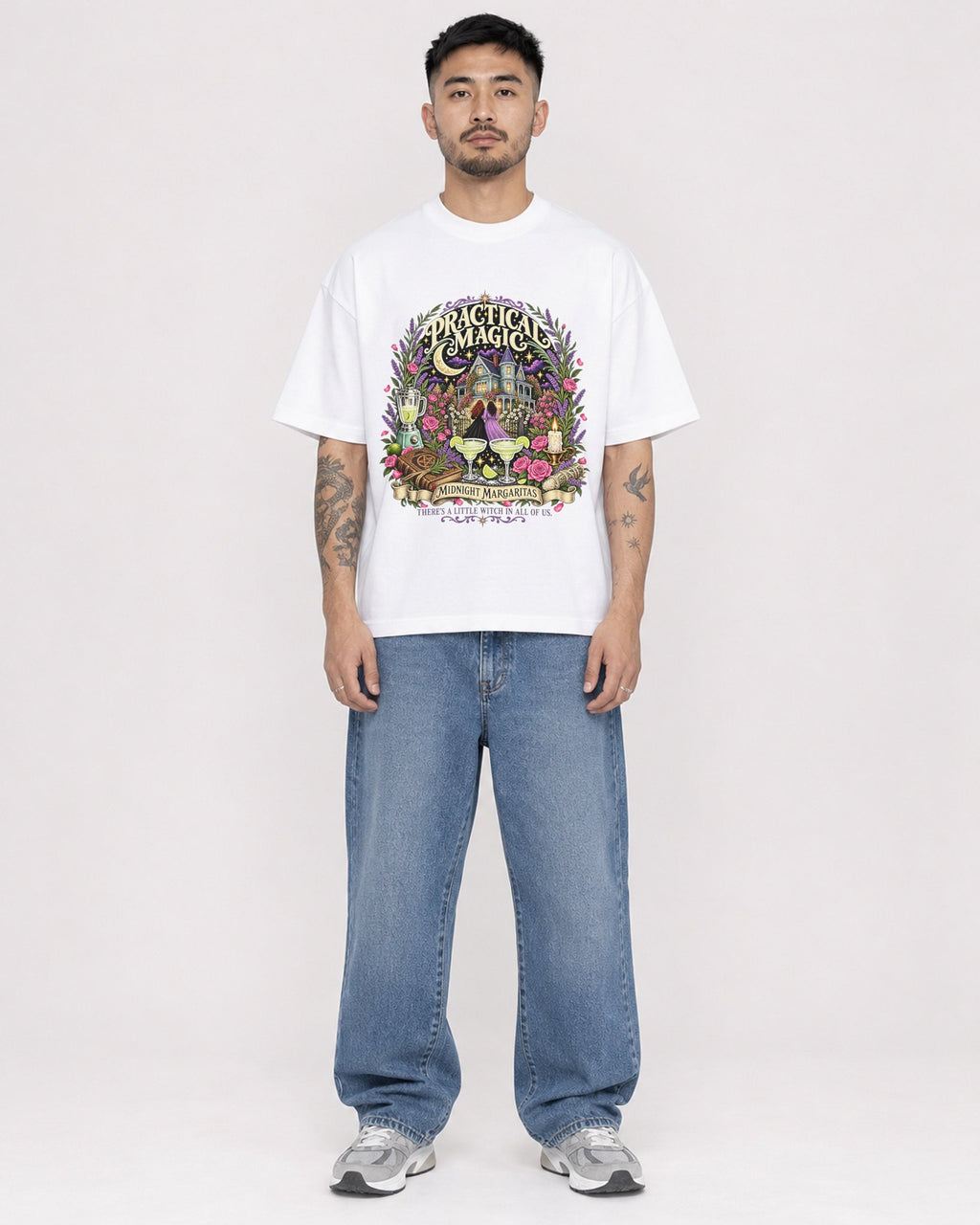 Mockup Boxy Heavyweight Tee White male full-body 12