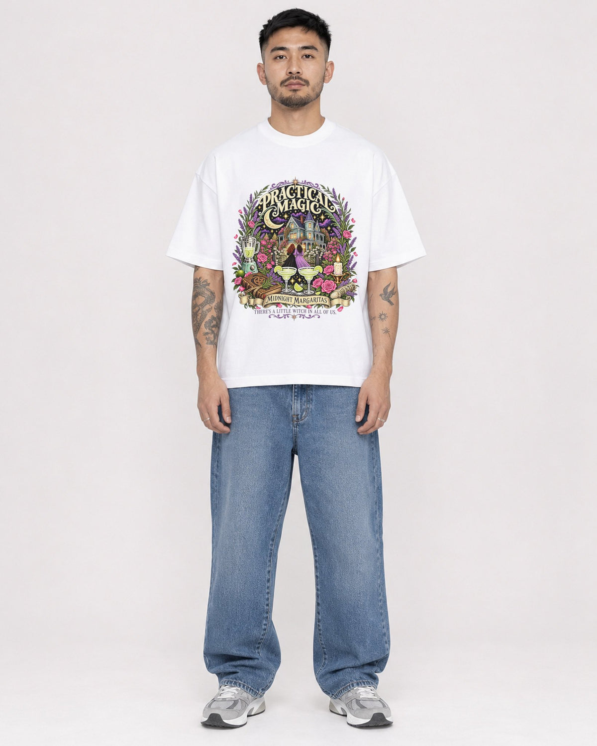 Mockup Boxy Heavyweight Tee White male full-body 12