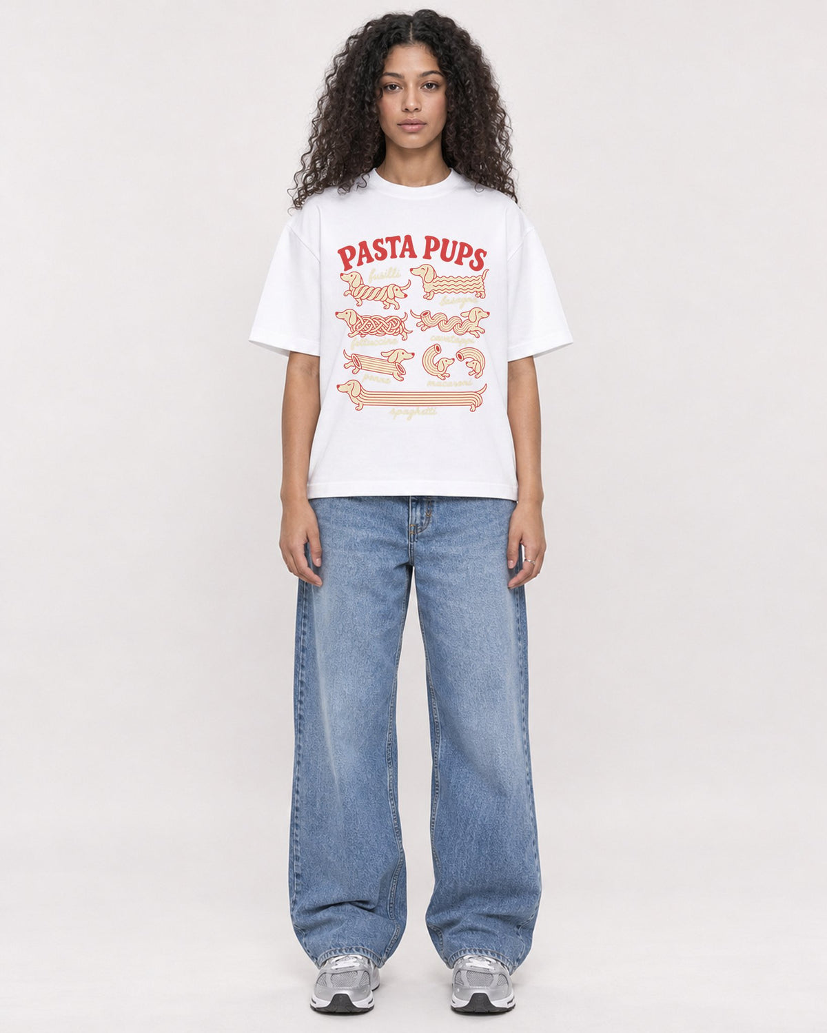 Mockup Boxy Heavyweight Tee White female full-body 10