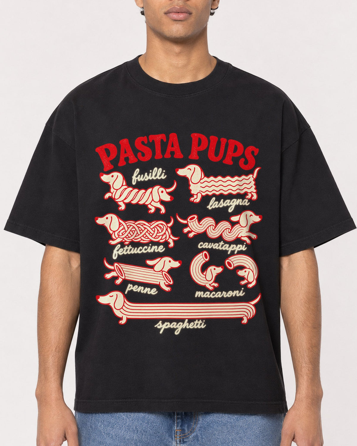 Mockup Boxy Heavyweight Tee Black male close-up 10