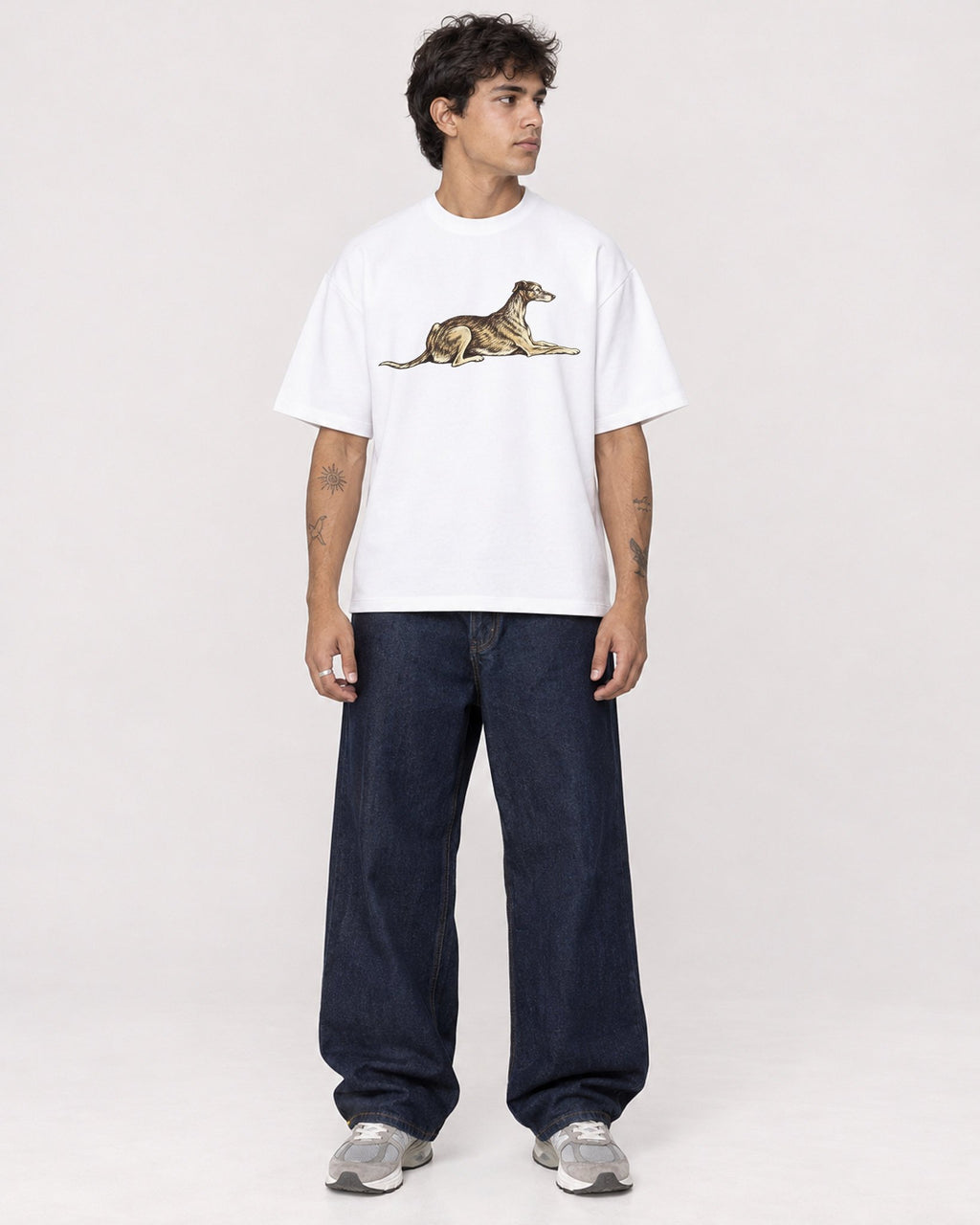 Mockup Boxy Heavyweight Tee White male full-body 06