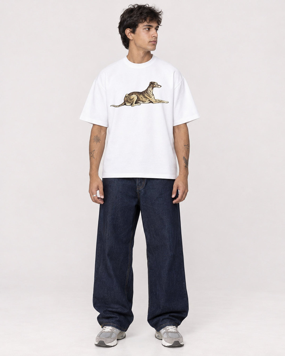 Mockup Boxy Heavyweight Tee White male full-body 06