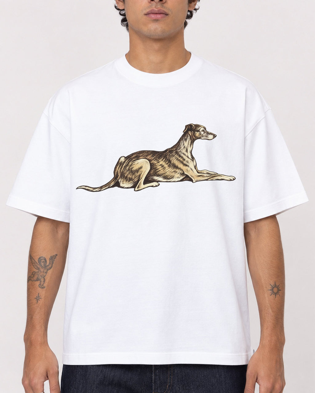 Mockup Boxy Heavyweight Tee White male close-up 06