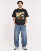 Mockup Boxy Heavyweight Tee Black male full-body 02