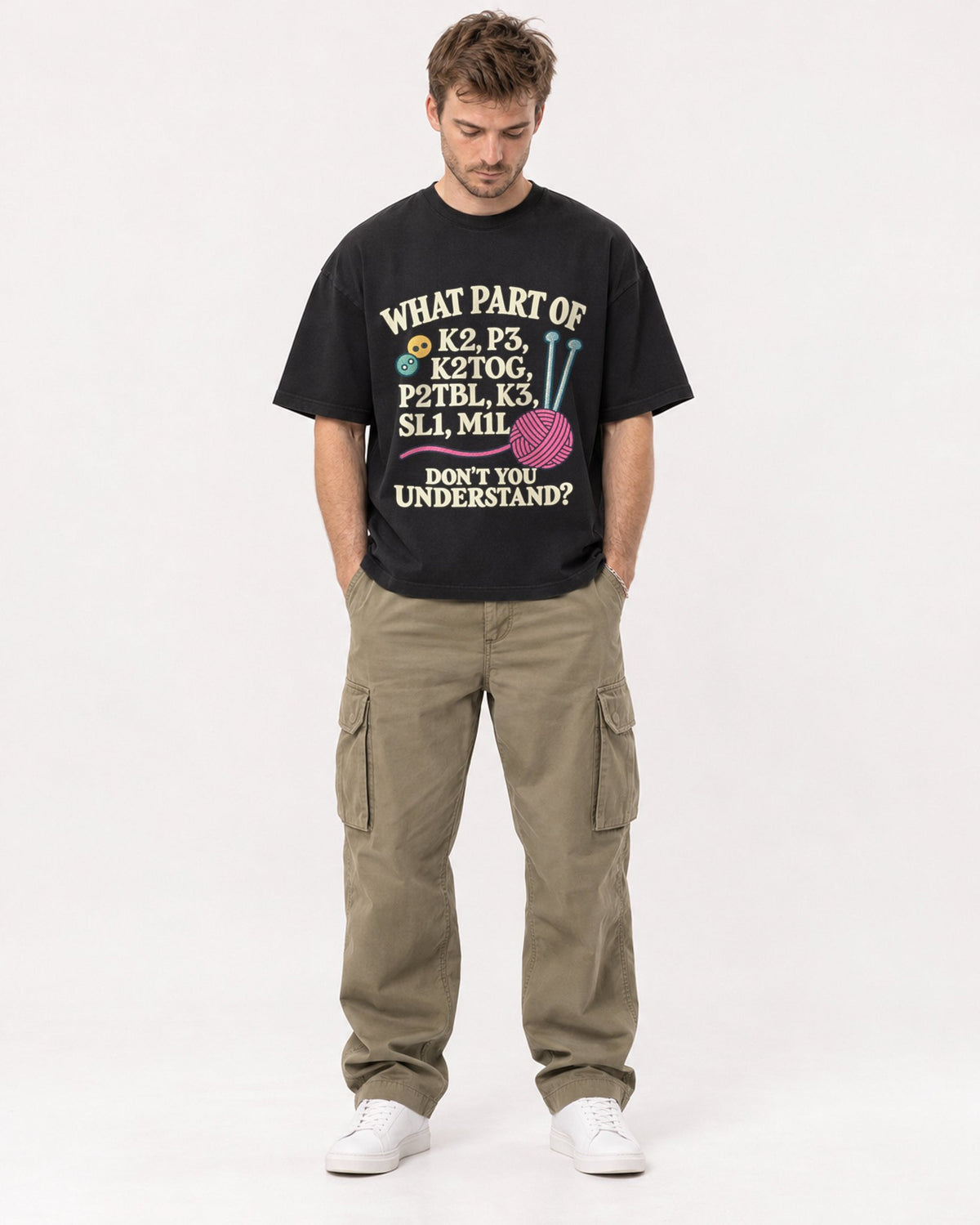 Mockup Boxy Heavyweight Tee Black male full-body 08