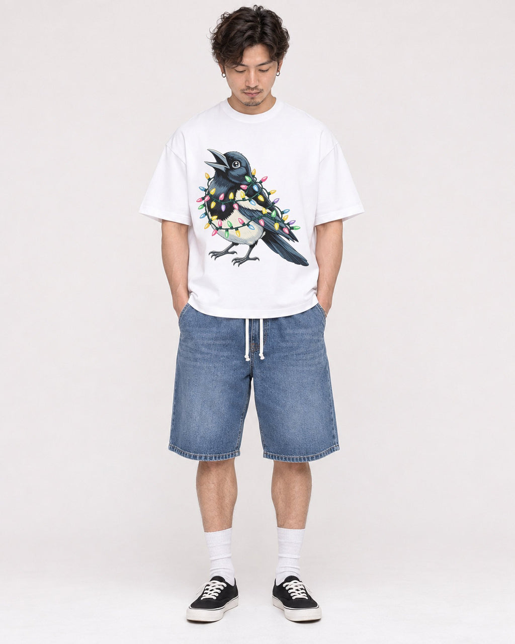 Mockup Boxy Heavyweight Tee White male full-body 03