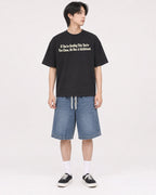Mockup Boxy Heavyweight Tee Black male full-body 11