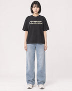 Mockup Boxy Heavyweight Tee Black female full-body 11