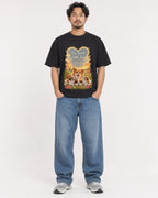 Mockup Boxy Heavyweight Tee Black male full-body 02