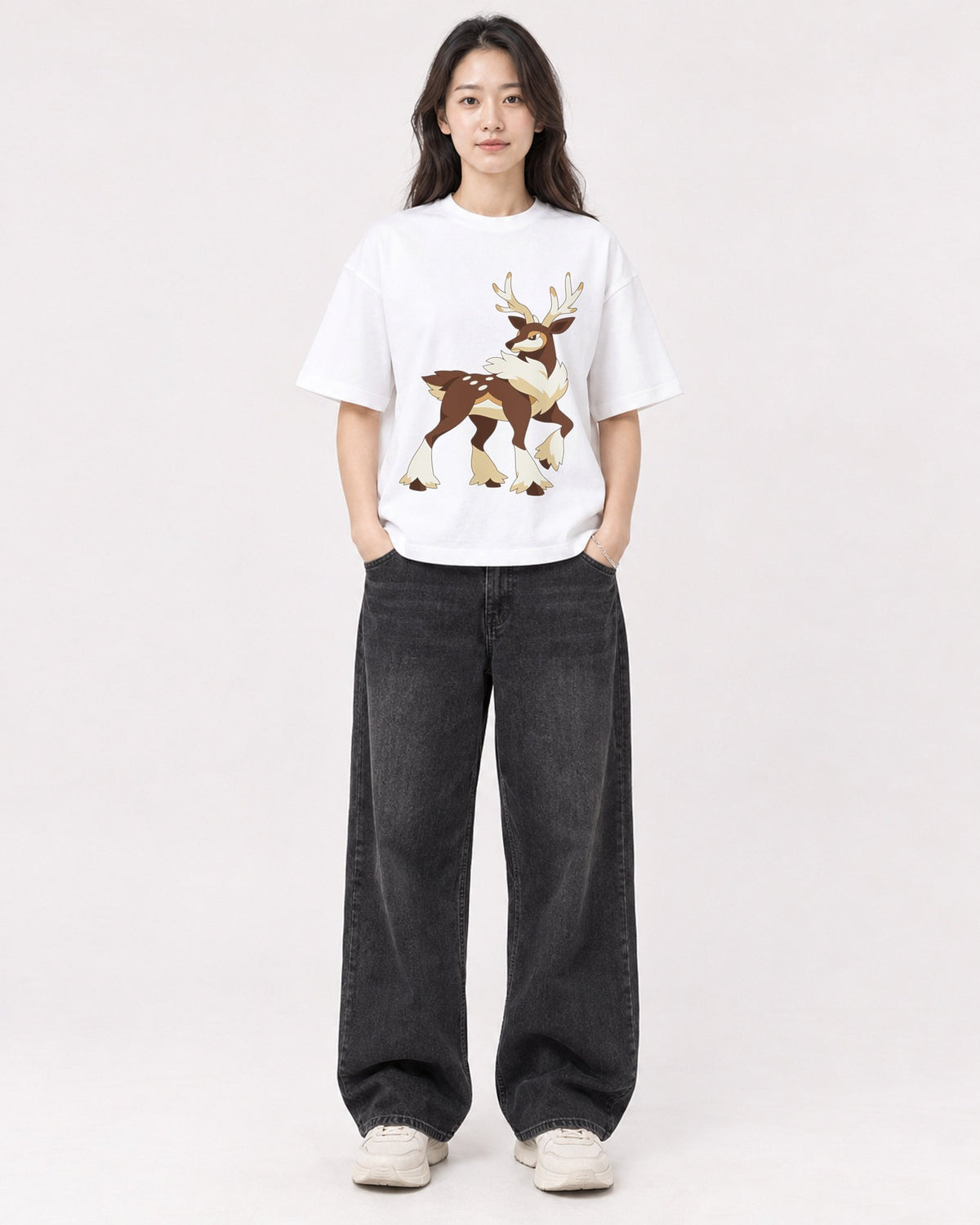 Mockup Boxy Heavyweight Tee White female full-body 03