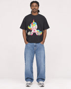 Mockup Boxy Heavyweight Tee Black male full-body 34