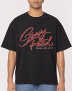 Mockup Boxy Heavyweight Tee Black male close-up 10