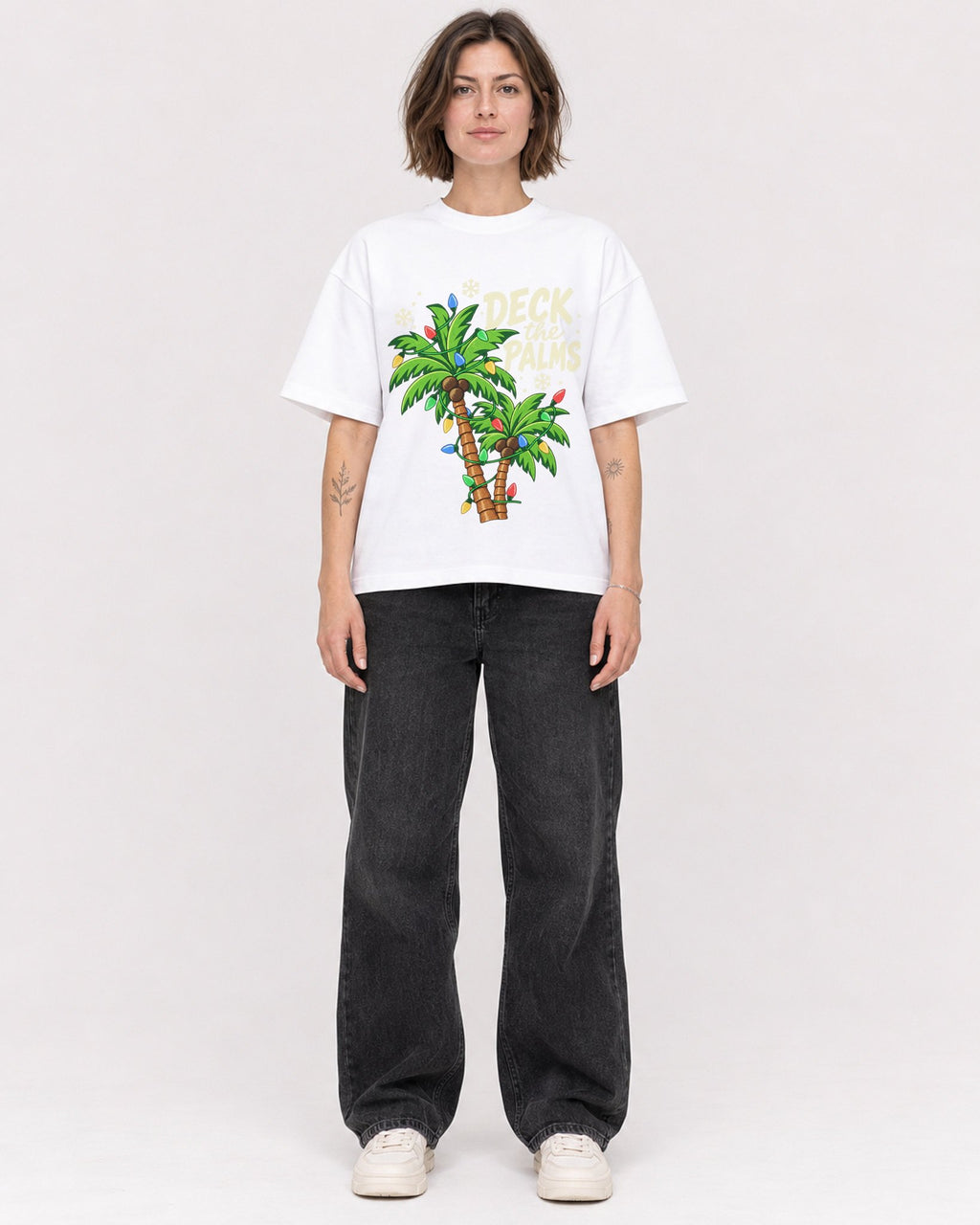 Mockup Boxy Heavyweight Tee White female full-body 18