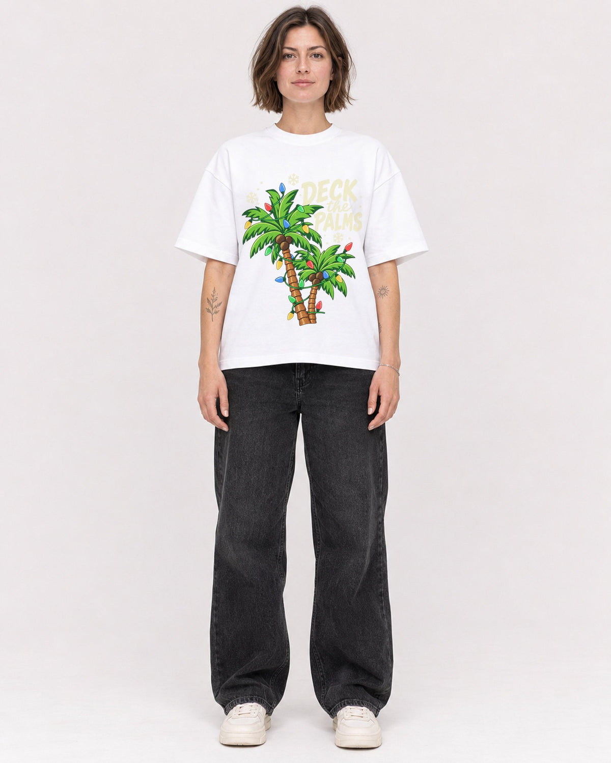 Mockup Boxy Heavyweight Tee White female full-body 18