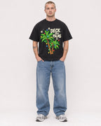 Mockup Boxy Heavyweight Tee Black male full-body 18